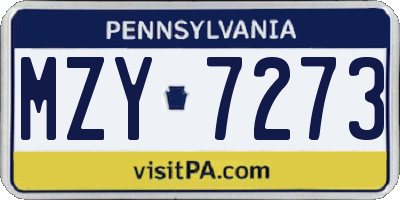 PA license plate MZY7273