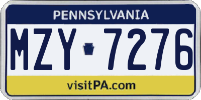 PA license plate MZY7276