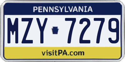 PA license plate MZY7279