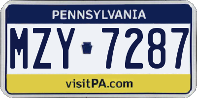 PA license plate MZY7287