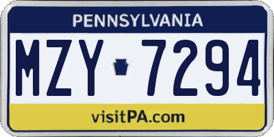PA license plate MZY7294