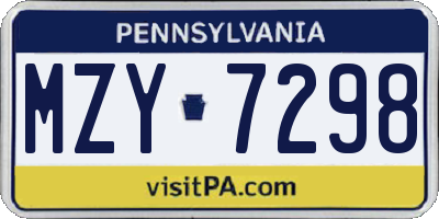 PA license plate MZY7298