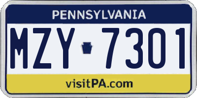 PA license plate MZY7301