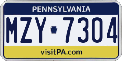 PA license plate MZY7304