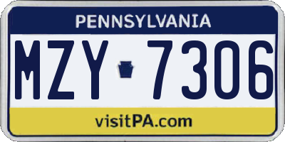 PA license plate MZY7306