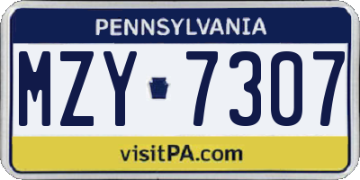 PA license plate MZY7307