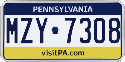 PA license plate MZY7308