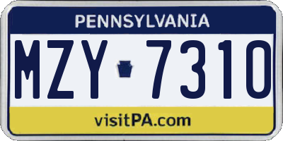 PA license plate MZY7310