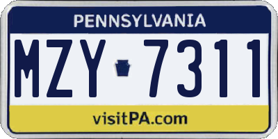 PA license plate MZY7311