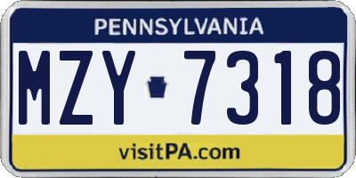 PA license plate MZY7318