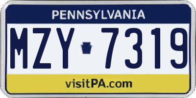 PA license plate MZY7319