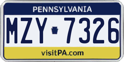 PA license plate MZY7326
