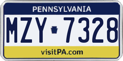 PA license plate MZY7328