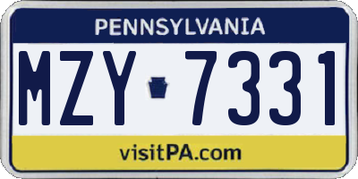 PA license plate MZY7331