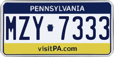 PA license plate MZY7333