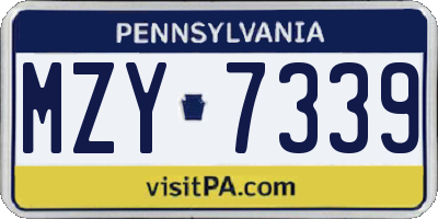 PA license plate MZY7339