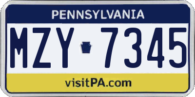 PA license plate MZY7345