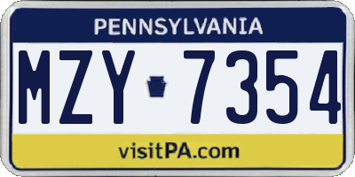 PA license plate MZY7354