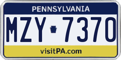 PA license plate MZY7370
