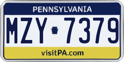 PA license plate MZY7379