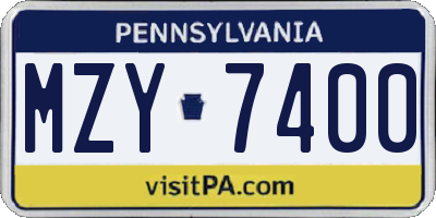 PA license plate MZY7400