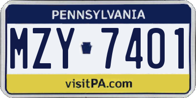 PA license plate MZY7401