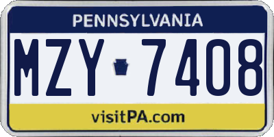 PA license plate MZY7408