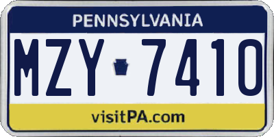 PA license plate MZY7410