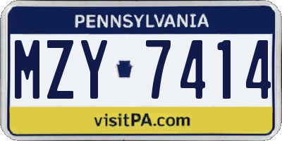 PA license plate MZY7414