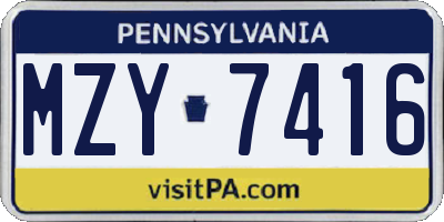 PA license plate MZY7416