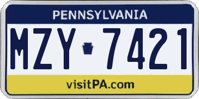 PA license plate MZY7421