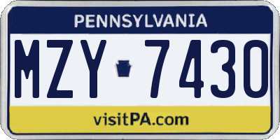 PA license plate MZY7430
