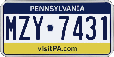 PA license plate MZY7431