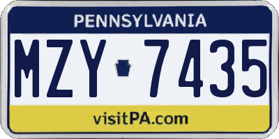 PA license plate MZY7435