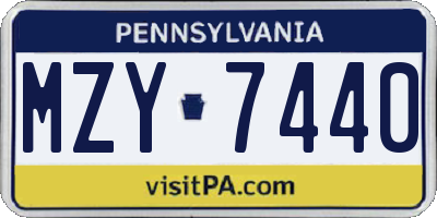 PA license plate MZY7440