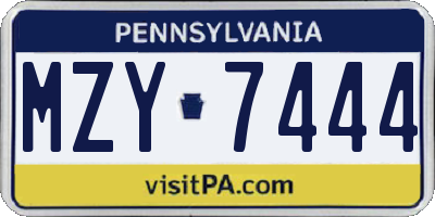 PA license plate MZY7444