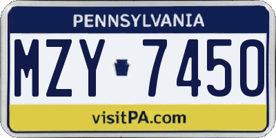 PA license plate MZY7450