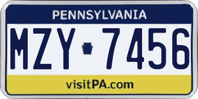 PA license plate MZY7456