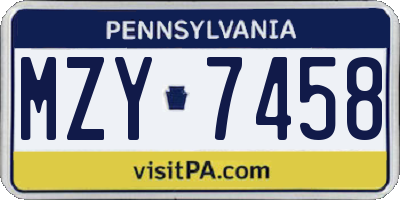 PA license plate MZY7458