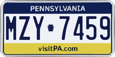 PA license plate MZY7459