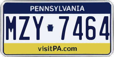PA license plate MZY7464