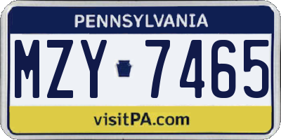 PA license plate MZY7465