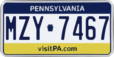 PA license plate MZY7467