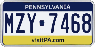 PA license plate MZY7468