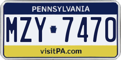 PA license plate MZY7470