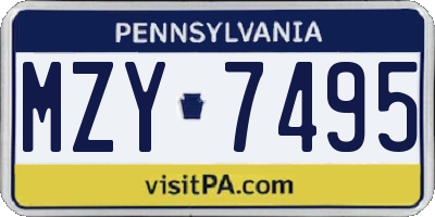 PA license plate MZY7495