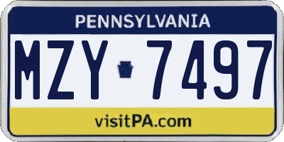 PA license plate MZY7497