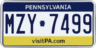 PA license plate MZY7499