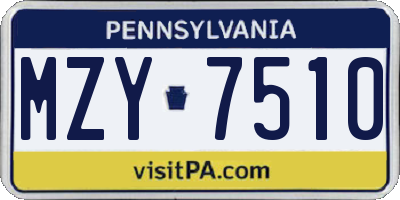 PA license plate MZY7510