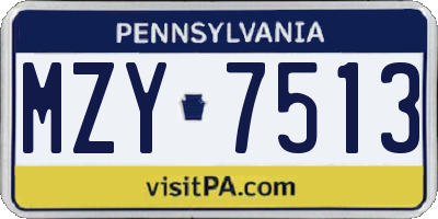 PA license plate MZY7513